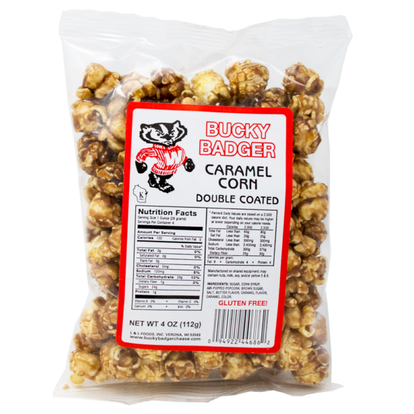 4 oz. Bucky Badger Caramel Popcorn | Westby Cooperative Creamery
