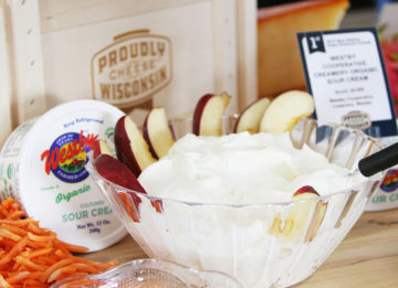 Westby Cooperative Creamery award winning Organic Sour Cream dip with apples.