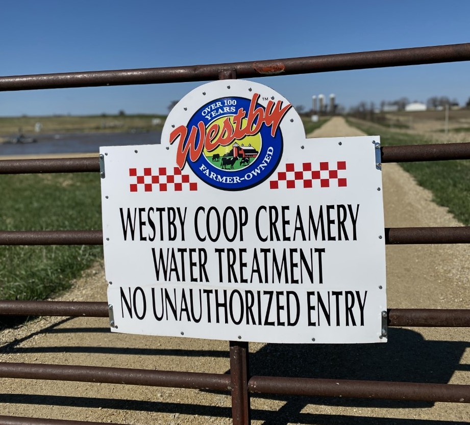 Westby Creamery Water Treatment No Unauthorized Entry Sign Gate