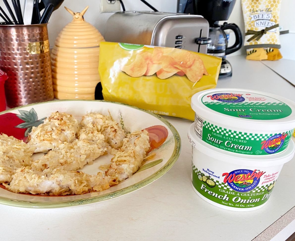 Westby French Onion Dip & Potato Chip Crusted Chicken