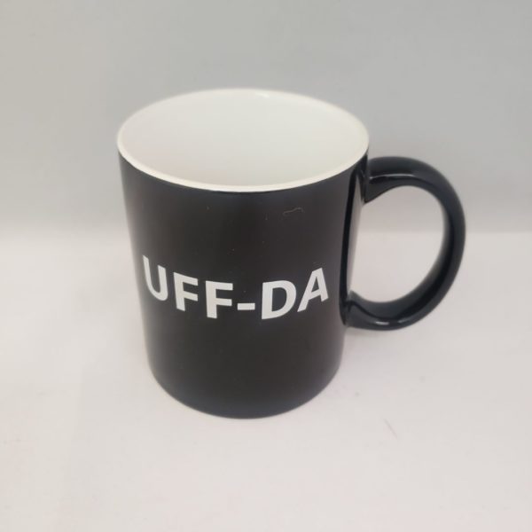 Black "Uff-Da" Coffee Mug