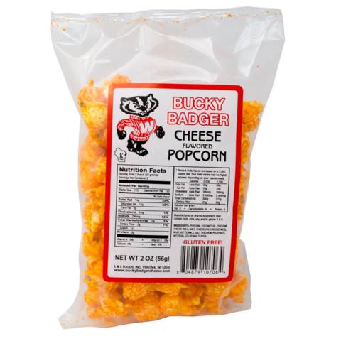 2 oz. Bucky Badger Cheddar Popcorn | Westby Cooperative Creamery
