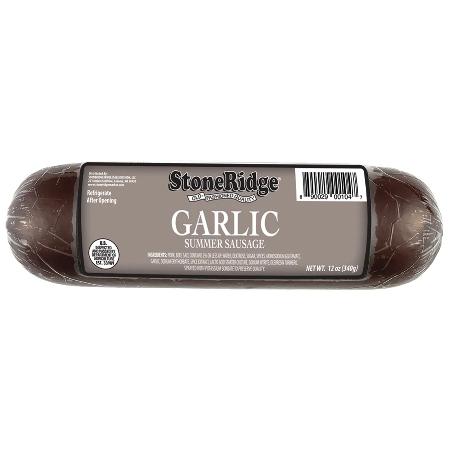 Package of StoneRidge Garlic Summer Sausage.