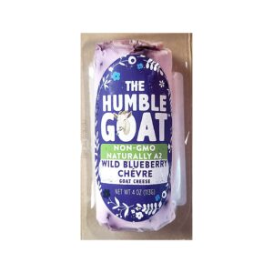 Package of The Humble Goat Non-GMO Naturally A2 Wild Blueberry Goat Cheese.